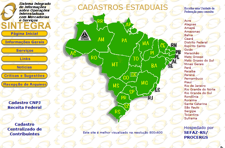 Sintegra fora do ar